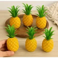 Kit 6 Mini Abacaxi De Plastico Decorativo Enfeite frutas artificiais 12cm