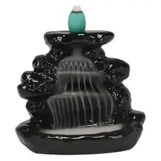 Porta Incenso Pequeno Efeito Cascata Fumaça Invertida Preto Decorativo