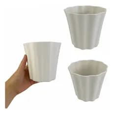 Kit 3 Vaso Plástico Branco Decorativo Médio 12cm p/ Arranjos