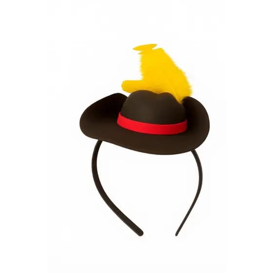Tiara chapeu Gato De Botas Mosqueteiro C/pena