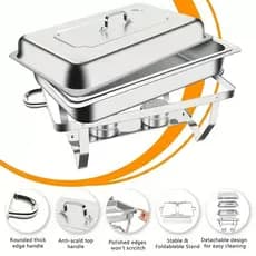 Rechaud Profissional Inox 12L com 1, 2 ou 3 Divisórias para Buffet Festas Eventos
