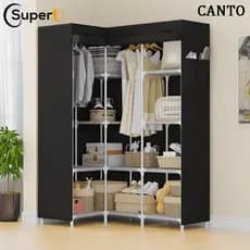 Guarda Roupa Portátil de Canto com Prateleiras e Cortina 6 Cores SUPER U