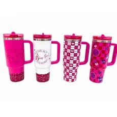 Copo Térmico com Bico Embutido e Tampa Rosa 900ML