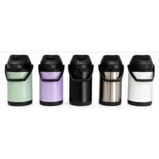 Garrafa Térmica Aço Inox Detalhes em Preto 2,5L Água, Café, Tereré, Chá, Quente e Frio
