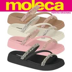 Sandalia Papete Moleca Chinelo Feminina Flatform Com Strass Original