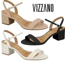 Sandália Vizzano de Salto Grosso Bloco Feminina Com Fivela Confortável Original