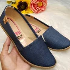 SAPATILHA FEMININA MOLECA ALPARGATA JEANS SLIP ON CONFORTAVEL ORIGINAL LINDA DIA A DIA
