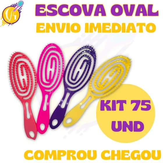 kit 75 - Escova Flex Aspiral Oval - Anti Frizz - Fácil Ondulação - Glamour Feminino
