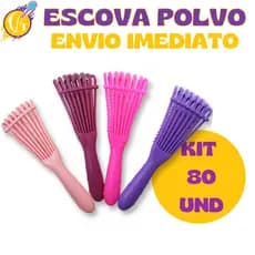 Kit 80 - Escova Polvo Anti Frizz - Pente pra Cabelo - Escova Polvo - Cachos - Glamour Feminino
