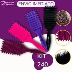 Kit 240 - Escova De Ondulação - Com Cerdas - Para Cabelos Cacheados - Unissex - Cacheado - Glamour Feminino