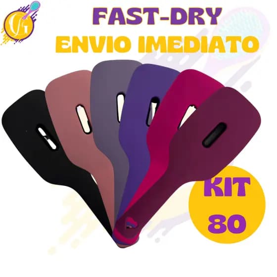 Kit 80 - Escova  Flex Fast Dry - Pente pra Cabelo - Escova Raquete - Anti Frizz - Glamour Feminino