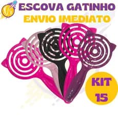 Kit 15 - Escovas Gatinho pra cabelo - Anti Frizz - De Desembaraçar Cabelo - Glamour Feminino
