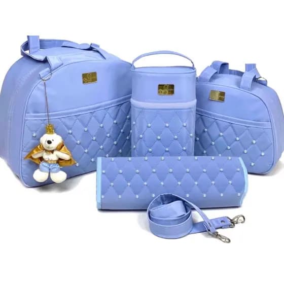 Kit Bolsas de Bebê Maternidade Tipo Mala Impermeável e Térmicas + Trocador