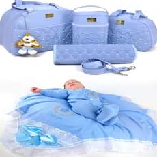 Kit de Bolsas Térmica Impermeável Com Trocador + Um Kit Saída de Maternidade Para Bebê 100% Algodão