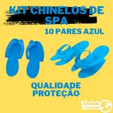 kit 10 pares Chinelo Eva Descartavel Salão Spa Pedicure Hotel azul