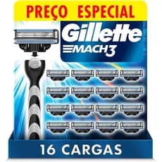 Gillette Mach3 Carga para Aparelho de Barbear com 16 Unidades Fita lubrificante