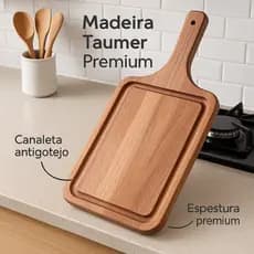 Tábua de Corte Wood 45cm com Cabo – Madeira Natural para Carnes e Alimentos