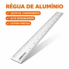 Régua de Alumínio 30cm Yins Paper Escolar Escritório Precisa e Resistente