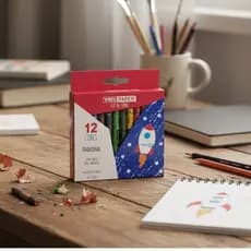 Giz de Cera Yins Paper 12 Cores Super Macio Não Tóxico Escolar