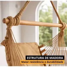 Rede Cadeira Suspensa com Suporte de Madeira Incluso