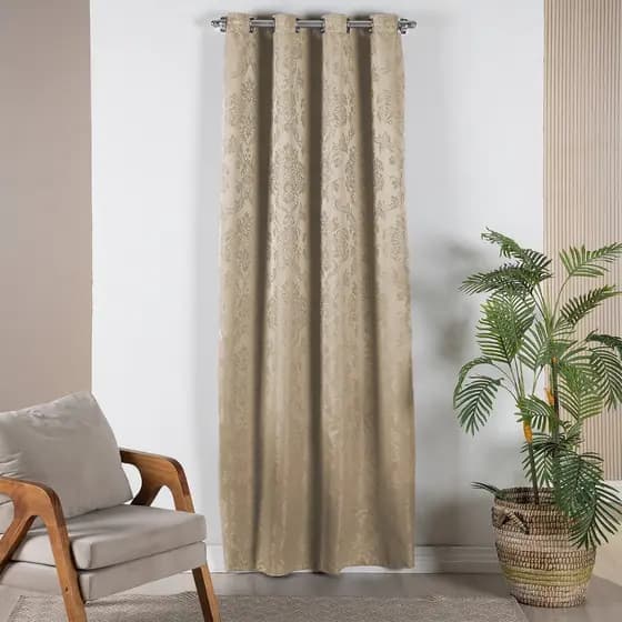 Cortina Porta 1,40m x 2,20m Ilhós Cromado Jacquard Sala, Quarto e Cozinha Dividir Ambiente