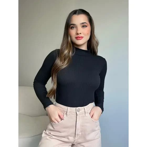 Blusa Feminina Cacharrel Manga Longa pra Inverno Elegante Casual Confortável