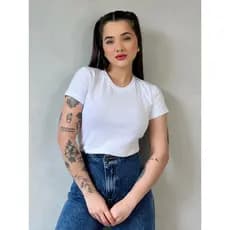 Blusa T-shirt Feminina Básica Dia a Dia Uniforme Algodão Confortável