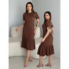 Vestidos Feminino Midi Com Manga Soltinho Confortável Elegante Tendência Minimalista
