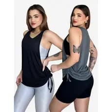 Blusas Dry Fit Feminina Fitness Decote Lateral Tapa Bumbum Top Regata Treino Academia