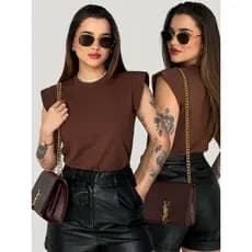 T-shirt Muscle Tee Blusa Versátil Feminina Camiseta Básica Lisa 100% Algodão Casual