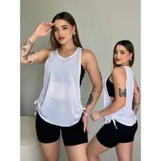 Regatas Fitness Dry Fit Feminina Blusa Tapa Bumbum Vesti Legging Top Treino Academia