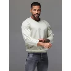 Moletom Careca Masculino Básico Liso Gola Redonda Com Riabana Flanelado Blusa de Frio Algodão