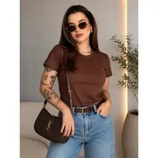 Camiseta Básica T-Shirt Manga Curta Blusa Gola Redonda Baby Look 100% Algodão