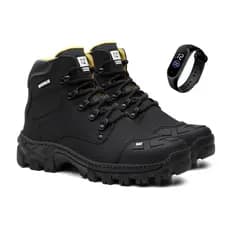 Bota Masculina Couro Legitimo Bico PVC Resistente Tempo Limitado