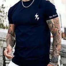 Camiseta Masculina Relâmpago Camiseta 100% Algodao