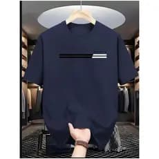 Camiseta Masculina Paris 2 faixas 100% algodao manga curta Estilo Casual Masculino Premium