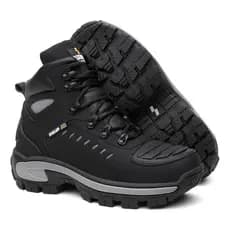 Bota Adventure Com Ca Reforçada Leve 100% Couro Bico Pvc