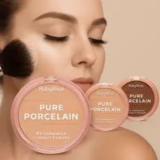 Maquiagem Ruby Rose Pure Porcelain - Pó Compacto Finalizador p/ Peles Clara e Peles Escura P10 a P80