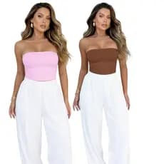Kits Cropeed Tomara que Caia Tube Top com Forro Estilo Gringa