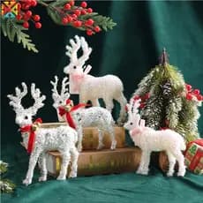 Rena De Natal Festiva De Desenho Animado Criativo Decoração De Cervo Branco Espuma Leve Pingente De Alce De Para Casa De