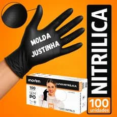 Luva Nitrílica Preta Sem Pó Caixa 100 Unidades Descartável Textura Na Ponta dos Dedos Resistente