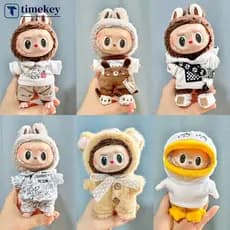 TIMEKEY [Somente Roupas] Para De Boneca Labubu De 17 Cm Da Moda Combinação De Cores Com Capuz Acessórios Bonecas Decoraç