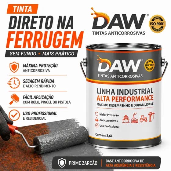 Tinta Direto na Ferrugem 3,6 L – Alta Aderência, Proteção Imediata e Secagem Rápida Para Metal