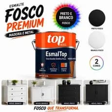 Esmalte Sintético Fosco 900 mL – Base Solvente, Fácil Aplicação e Proteção, MDF, Madeira e Metal