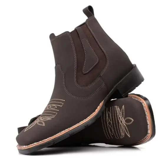 Botina Bota Texana Country Masculina Casual Bico Quadrado Bordado Vaquejada Rodeio Promocao Lançamento Envio Ja