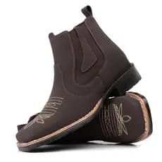 Botina Bota Texana Country Masculina Casual Bico Quadrado Bordado Vaquejada Rodeio Promocao Lançamento Envio Ja
