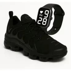 Tênis Masculino Casual Estiloso de Confortável Super Top Leve Macio Promocao Na Moda Envio Ja Ideal Dia a Dia + Relogio