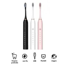 Escova Dental Elétrica USB Carga 6 Engrenagem À Prova D'água 4 Escovas Cabeças De Substituição
