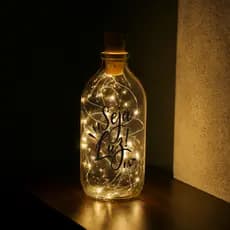 Abajur Garrafa Decorativa Vidro Luz LED Frase Criativo Iluminação Quarto Presente Dia dos Pais