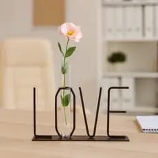 Suporte Decorativo Love Tubo Design Elegante Decoração Ambiente Rustico Presente Farmhouse
